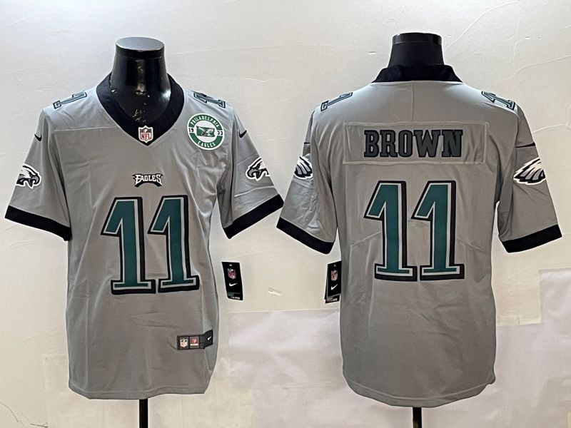 Men Philadelphia Eagles #11 Brown Grey 2025 Nike Vapor Limited NFL Jersey style 2122->philadelphia eagles->NFL Jersey